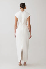 Livia V Neck Linen Maxi Dress White