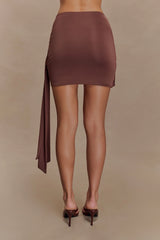 Alicent Slinky Beaded Mini Skirt Chocolate