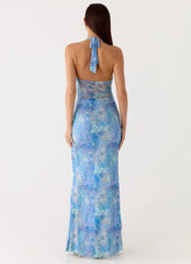 Last Sequence Maxi Dress Aqua Paisley