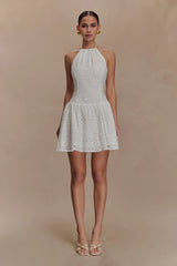 Carlina Broderie Mini Dress White