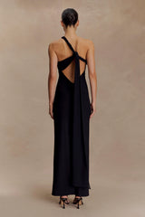 Philippa Knotted Crepe Maxi Dress Black