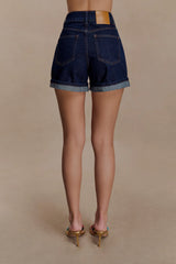 Carlene Cuffed Denim Shorts Indigo Blue