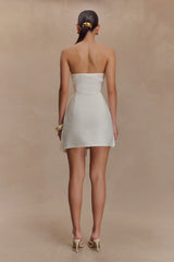Steph Strapless Linen Mini Dress White