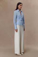 Eugenia Wrap Cotton Shirt Blue
