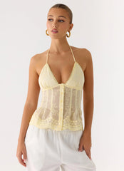Non Stop Halter Top Butter Yellow