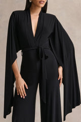 Laurina Black Plunge Neck Jumpsuit