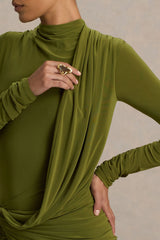 Melissa Olive Long Sleeve Wrap Maxi Dress With Draped Detailing