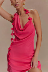 Gwenda Satin Floral Mini Dress Dragonfruit