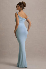 Lita Powder Blue Twisted Asymmetric Maxi Dress