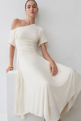 Luu Slinky Midi Skirt Ivory