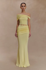 Irene Gathered Knit Maxi Skirt Lemon