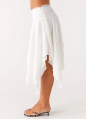 Clearwater Mist Midi Skirt White
