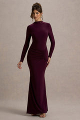 Reid Plum Long Sleeve Gathered Maxi Dress