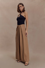 Owen Draped Wide Leg Pants Mocha