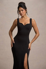 Ashburn Black Strappy Sweetheart Split Maxi Dress