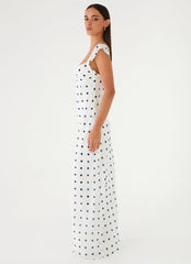 Roma Notte Maxi Dress Porcelain Blue Polka Dot