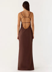Off The Table Linen Maxi Dress Chocolate