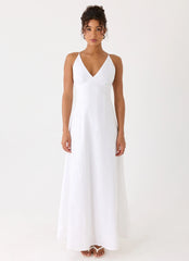 Calianna Linen Maxi Dress White
