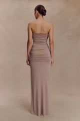 Mirren Strapless Slinky Maxi Dress Bronze