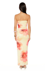 Imogen Yellow and Pink Floral Print Maxi Dress