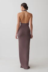 Cindylou Halter Knit Maxi Dress Peppercorn