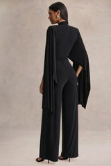 Laurina Black Plunge Neck Jumpsuit