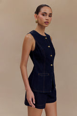 Abel Denim Button Up Top Indigo Blue