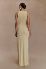 Stella Draped Slinky Maxi Dress Pale Lemon