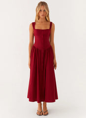 Emmalina Midi Dress Deep Red