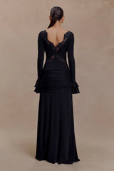 Electra Slinky Lace Maxi Dress Black