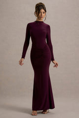 Reid Plum Long Sleeve Gathered Maxi Dress