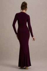 Reid Plum Long Sleeve Gathered Maxi Dress