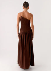 Thinking About You Linen Maxi Dress Brown