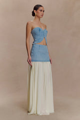 Tully Chiffon Denim Maxi Skirt 80S Blue