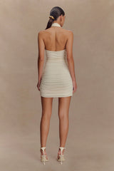 Mariposa Slinky Halter Mini Dress Ivory