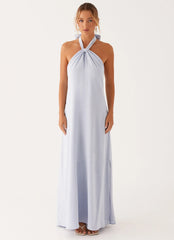 Golden Child Linen Maxi Dress Blue