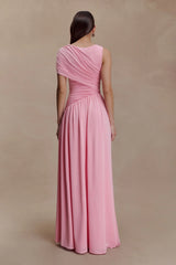 Ayeshya Slinky Asymmetric Maxi Dress Candy Pink