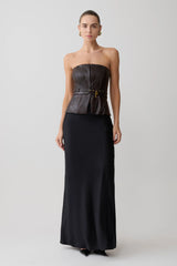 Sabrina Silk Blend Maxi Skirt Black