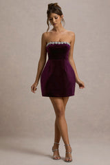 Naia Port Velvet Embellished Bandeau Mini Dress