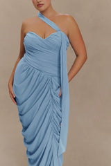Micaela Chiffon Gathered Maxi Dress Alaskan Blue