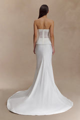 Clara Fishtail Maxi Skirt White
