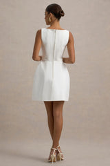 Cheri White Tailored Sleeveless Mini Dress