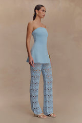 Trena Crochet Knit Pants Sky Blue