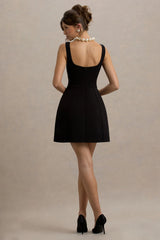 Corey Black White Sweetheart Mini Dress With Bow Details
