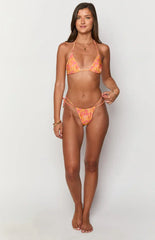 90 Swim Oceania Orange Floral Triangle Bikini Top
