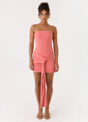 Jiliana Strapless Mini Dress Coral