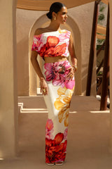 Clara Large Multi Placement Floral Print Maxi Skirt