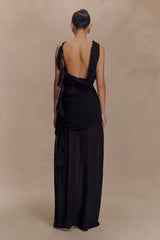 Daria Draped Chiffon Maxi Dress Black