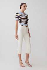 Mary Denim Capris White