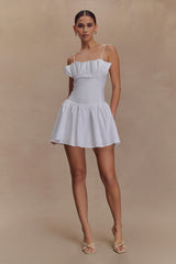 Janis Cotton Frill Mini Dress White